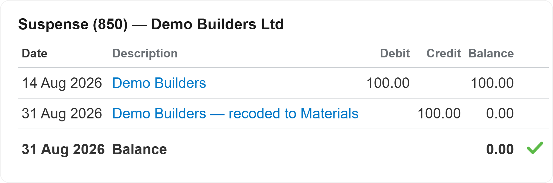 Xero suspense account cleared to nil